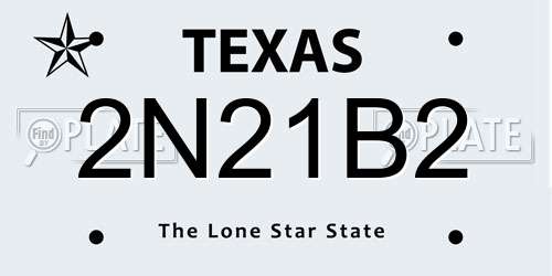 2N21B2 Texas License Plate