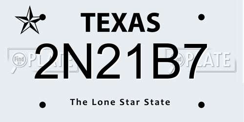 2N21B7 Texas License Plate