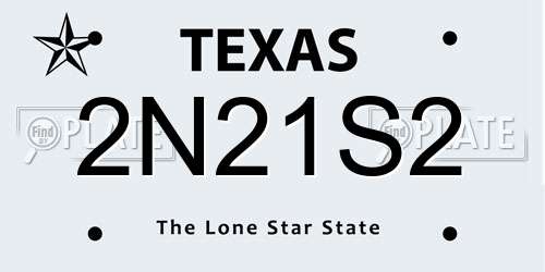 2N21S2 Texas License Plate