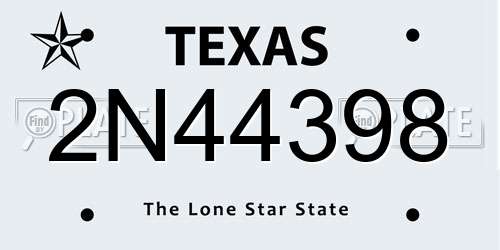 2N44398 Texas License Plate