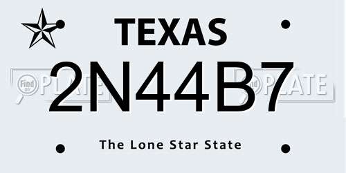 2N44B7 Texas License Plate