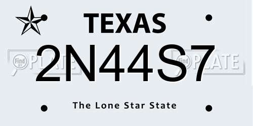 2N44S7 Texas License Plate