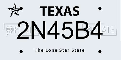 2N45B4 Texas License Plate