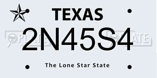 2N45S4 Texas License Plate