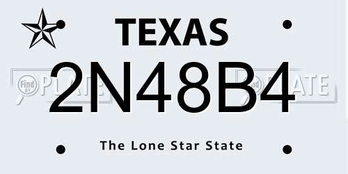 2N48B4 Texas License Plate