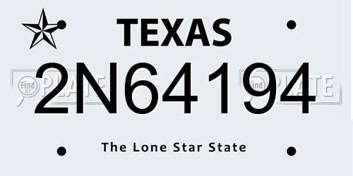 2N64194 Texas License Plate