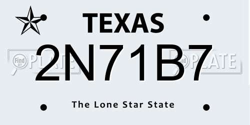 2N71B7 Texas License Plate