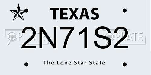 2N71S2 Texas License Plate