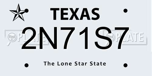2N71S7 Texas License Plate