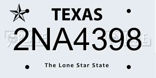2NA4398 Texas License Plate