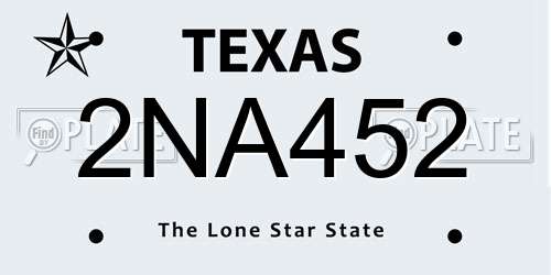 2NA452 Texas License Plate