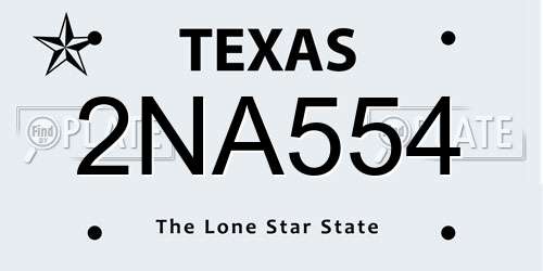 2NA554 Texas License Plate