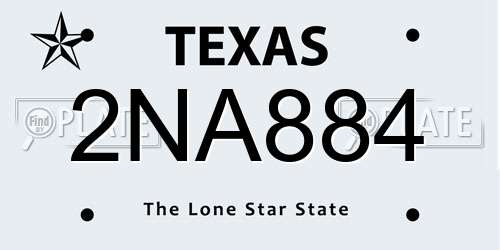 2NA884 Texas License Plate