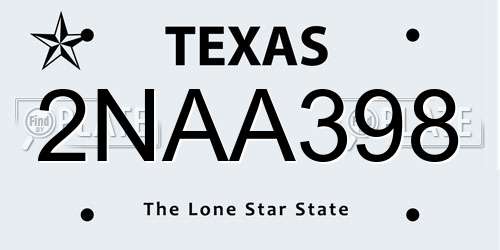 2NAA398 Texas License Plate
