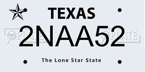 2NAA52 Texas License Plate
