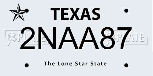 2NAA87 Texas License Plate