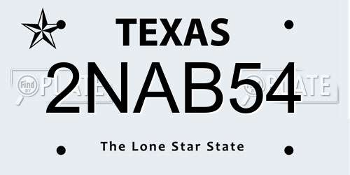 2NAB54 Texas License Plate
