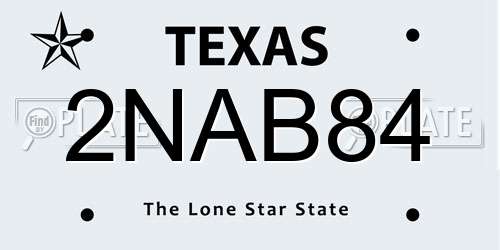 2NAB84 Texas License Plate