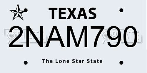2NAM790 Texas License Plate