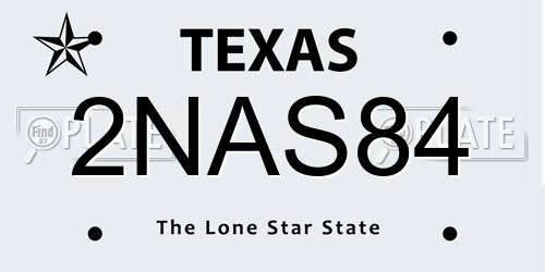2NAS84 Texas License Plate