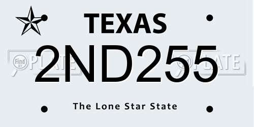 2ND255 Texas License Plate