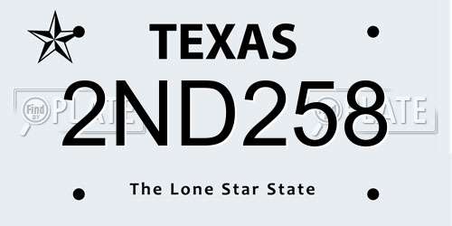 2ND258 Texas License Plate