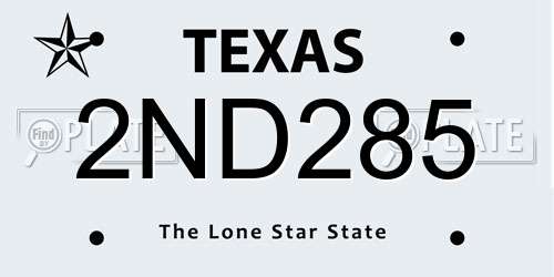 2ND285 Texas License Plate