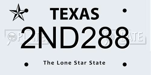 2ND288 Texas License Plate