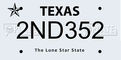 2ND352 Texas License Plate