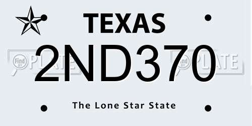 2ND370 Texas License Plate