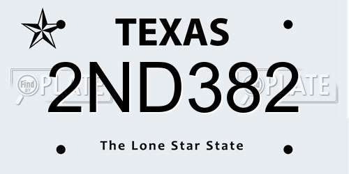 2ND382 Texas License Plate