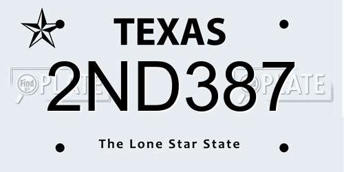 2ND387 Texas License Plate