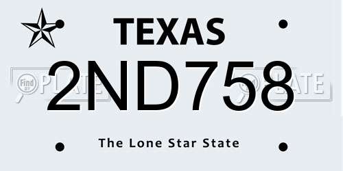 2ND758 Texas License Plate