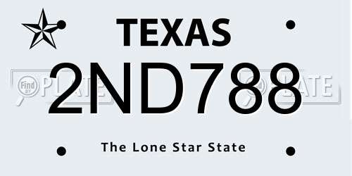 2ND788 Texas License Plate