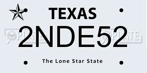 2NDE52 Texas License Plate