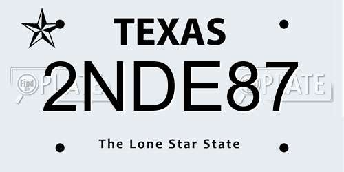 2NDE87 Texas License Plate