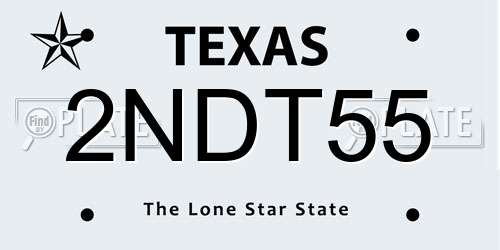 2NDT55 Texas License Plate
