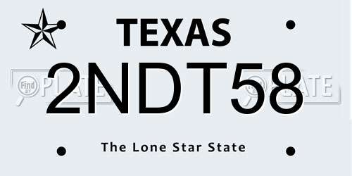 2NDT58 Texas License Plate