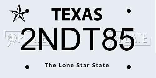 2NDT85 Texas License Plate