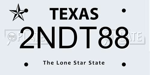 2NDT88 Texas License Plate