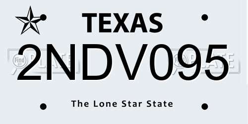 2NDV095 Texas License Plate