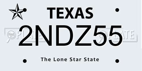 2NDZ55 Texas License Plate