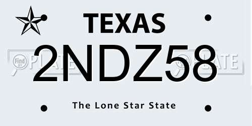 2NDZ58 Texas License Plate