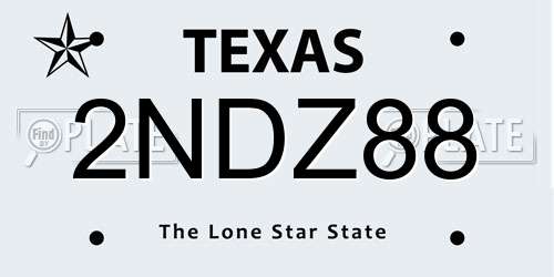 2NDZ88 Texas License Plate