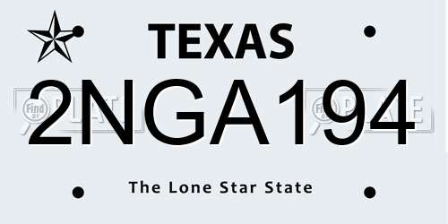 2NGA194 Texas License Plate
