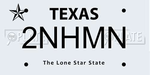 2NHMN Texas License Plate