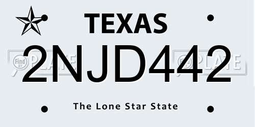 2NJD442 Texas License Plate