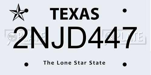 2NJD447 Texas License Plate