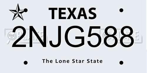 2NJG588 Texas License Plate