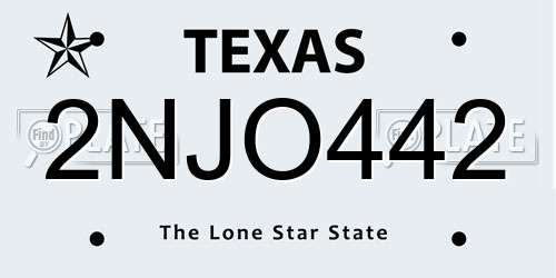 2NJO442 Texas License Plate
